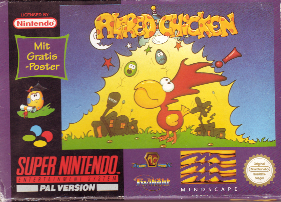 Alfred Chicken box art for Super Nintendo